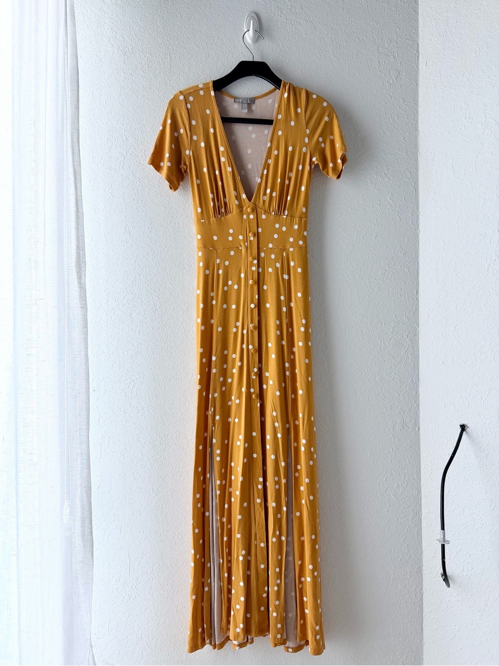 ASOS Mustard Yellow Polka Dot Maxi Dress